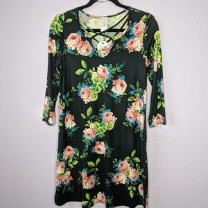 Black floral dress, Size Small